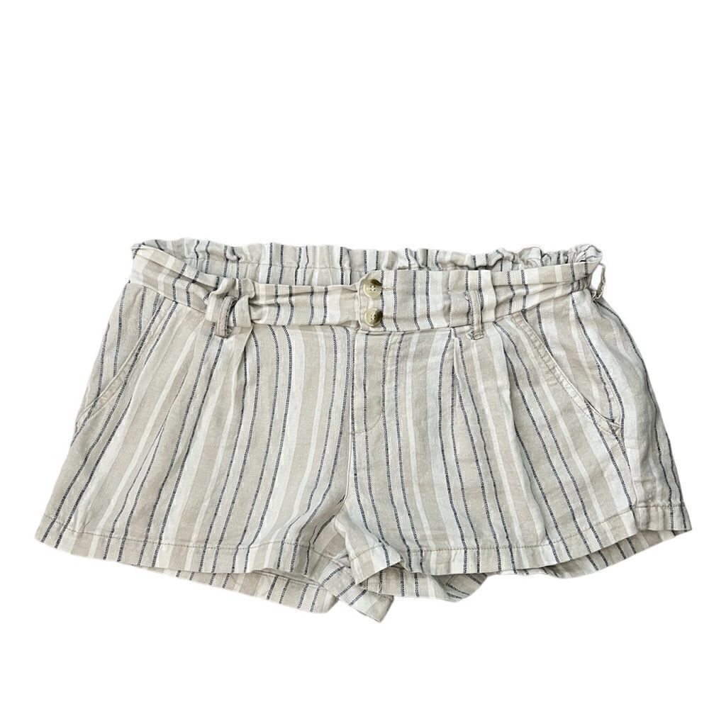 Rewash Womens Shorts Linen Blend Striped Sz Large